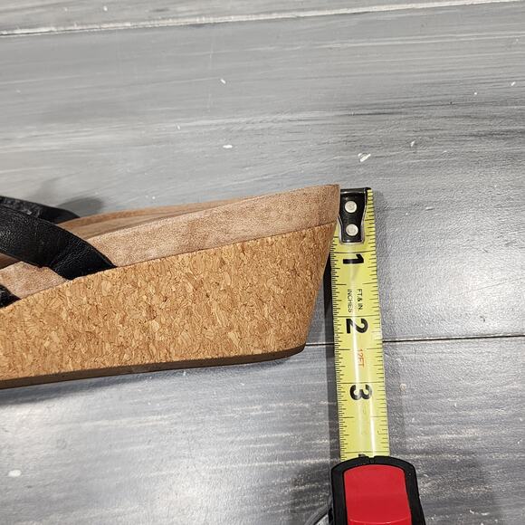 Ugg‎ Maddie Wedge Sandals Leather Cork Black Thongs Slip On Shoes Size 11 - Picture 11 of 11